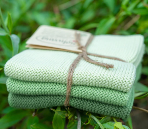 Spültuch Bio 3er Set,Staubiges Grün-Komb