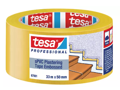 tesa Putzband quergerillt gelb 50mm