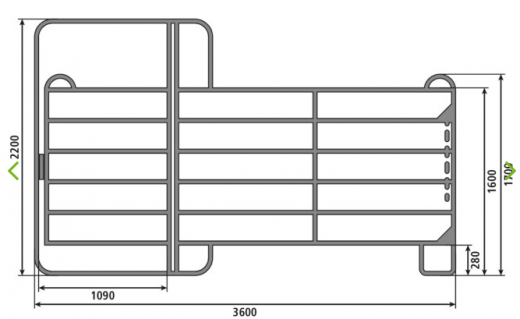 Panel - Zaunelement 3,6 m mit Tor (incl.