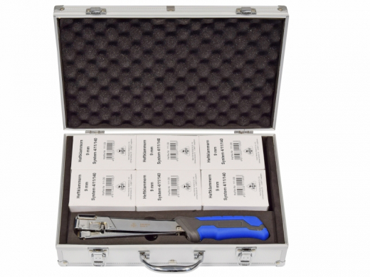 HAMMER-TACKER-SET I. ALUMINIUM KOFFER