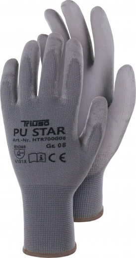 Polyester,Pu-besch.,grau Gr.10