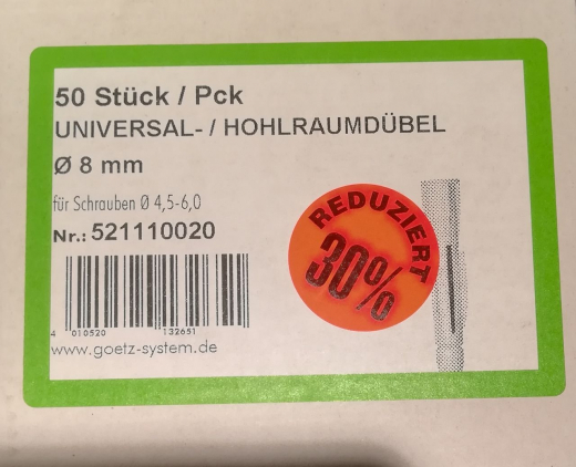 Universal-/ Hohlraumdübel Ø8