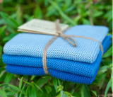 Spültuch Bio 3er Set,Klares Blau-Kombi