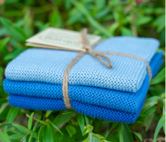 Spültuch Bio 3er Set,Klares Blau-Kombi